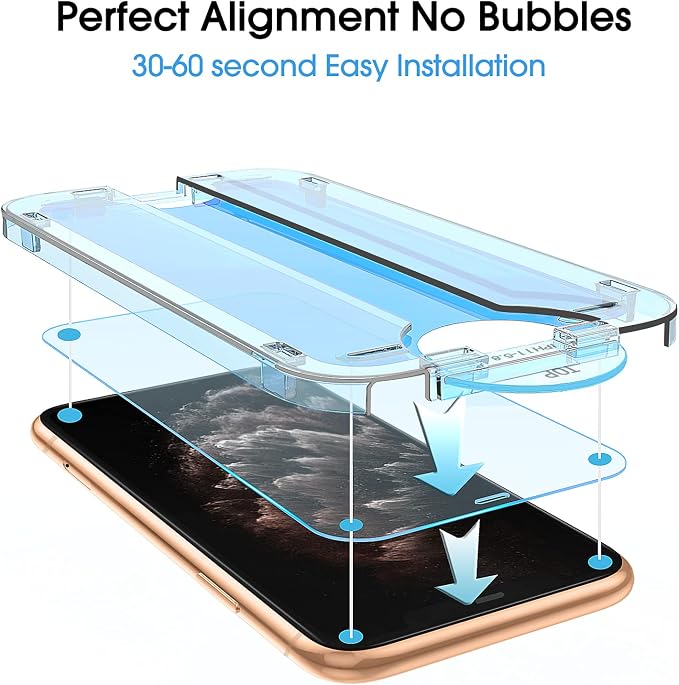 amFiIm OneTouch for iPhone 11 Pro Screen Protector 5.8" Tempered Glass | Auto-Alignment, 30s Install, Bubble Free, 9H Hardness, Scratch & Drop Protection, HD Clear, Case Friendly, 2 Pack (11P-5.8'') - Image 3