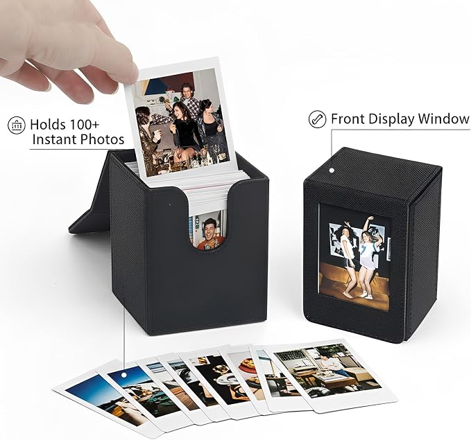 Picture Holder Storage Case Compatible with Fujifilm Instax Mini EVO Mini Liplay 12 11 SE 41 40 99 90 9 8 7S Camera Films, 2x3 Inches Hold 50 Instant Films Photos Pouch Protection Box (Black) - Image 2