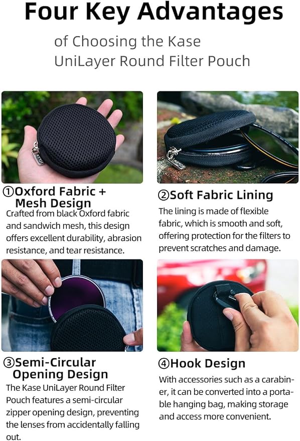 Kase Unilayer Filter Zipper Storage Pouch Holds up to 82mm - Image 3