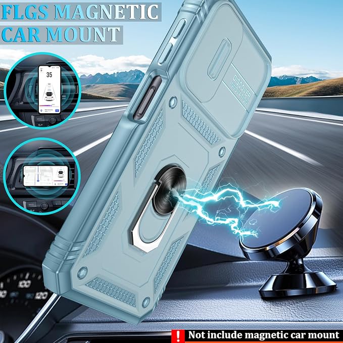Fit for Samsung A24 Phone Case with 2PCS Screen Protector, Build in 360° Rotating Ring Kickstand, Military Grade Protective Case for Samsung A24 Case Phone, Green - Image 5