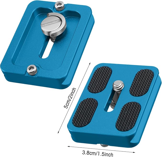 Frienda Quick Release Plate Tripod 1/4-20 DSLR,Pu50,Blue | Tripod Mount Plate, Camera Tripod Mount for DSLR Camera Tripod Ball Head , Metal, 1.9 x 1.5 x 0.4 Inch - Image 2