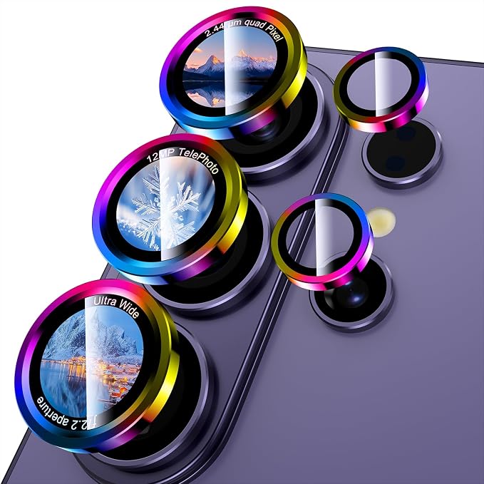 Uyiton for Samsung Galaxy S26 Ultra Camera Lens Protector, Unique Design | Case-Friendly, Ultra-Thin, Military-Grade Sapphire Glass with Aluminum Metal Rear Camera Screen Cover, Colorful - Image 8