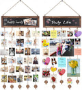 Bikoney 2-Pack Hanging Photo Display with Blackboard - Carbonized Black | Rustic Wood Collage Picture Frame with 60 Clips, Polaroid Board for Wall Decor, Dorm & Party, Perfect Graduation Gift by Bikoney