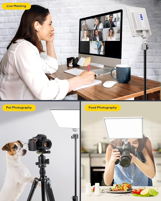 13" White LED Video Soft Light Panel with Built-in 8000mAh Battery | 2500k-6500k Cri95+ with 0-100% Dimmable Brightness, For Vlog Lighting, Video Conference, Youtube & Studio Photography - Image 6