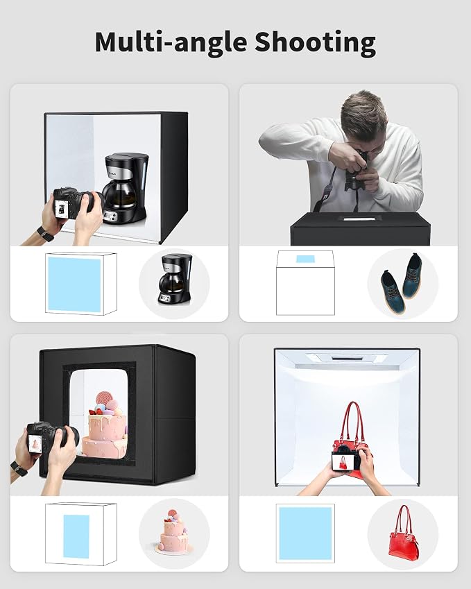 Glendan 24"x24" Light Box Photography, Large Photo Light Box | 288 LED Beads, CRI >95, Professional Portable Photo Booth Shooting Tent Kit with 6 Color Backdrops for Product Photography - Image 6