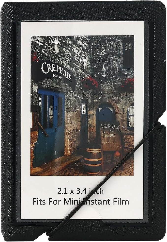 2x3 Instax Mini Photo Album, 28 Pockets. Ink Black, 1PK | Portable Wallet Size Album Stores 2x3 inch Instant Photos. Fits Polaroid, Instax Mini, Kodak Mini Prints and Zink. by GoldbarleyDesign