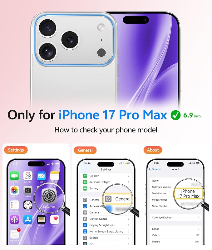 FNTCASE for iPhone 17 Pro Max Case, Fit for Magsafe, Screen Protector | Full Camera Protection, Translucent Matte, 14FT Military Grade Drop Proof, Shockproof Protective Phone Cover, Light Purple - Image 2