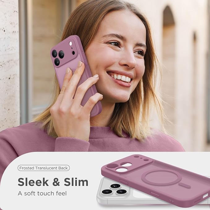 CAPRARO for iPhone 17 Pro Case, Compatible with MagSafe | Upgraded [Full Camera Protection] Protective Translucent Matte Women Girl Magnetic Phone Case Cover, Blackcurrant - Image 8