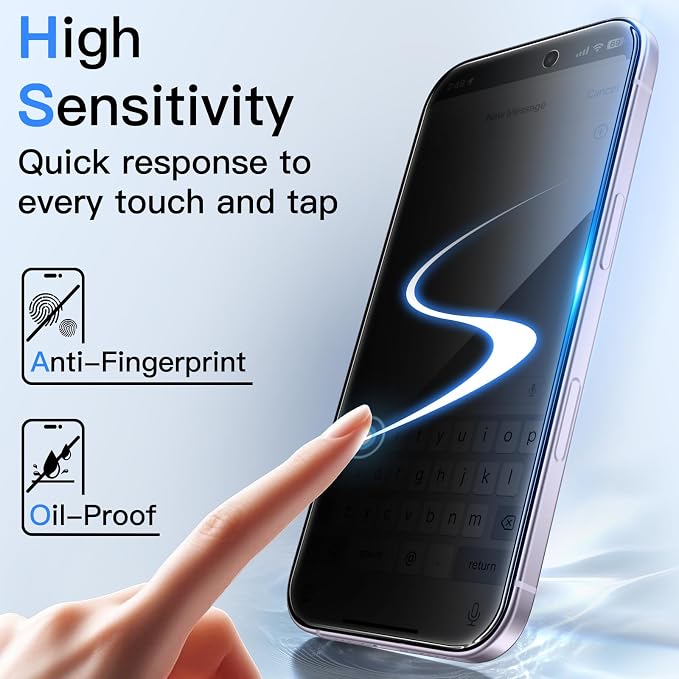 JETech Privacy Screen Protector for iPhone 17, 2+2 Pack | Anti-Spy Tempered Glass, with Camera Lens Protector, Easy Installation Tool - Image 7