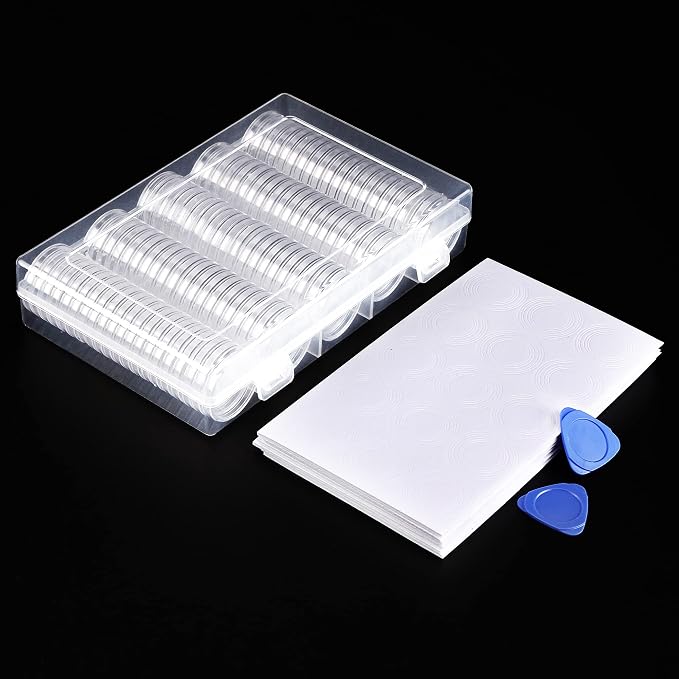 SPLF 100 Pieces 30mm Coin Capsules, Coin Holder Case, White | 5 Sizes (17/19/21.5/25/27/29.5mm) Protect Gasket, Plastic Storage Organizer Box, Collection Supplies - Image 7