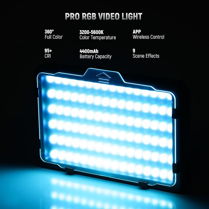 NEEWER RGB Video Light with 4000mAh NP-F750 Replacement Battery, APP Control 360° Full Color LED Camera Key Lighting CRI95+ Dimmable for Studio DSLR Camcorder Photography Recording Streaming, RGB176 - Image 2