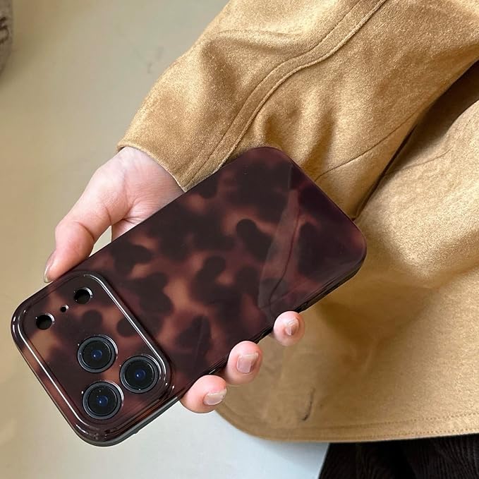 Aesthetic Tortoise Shell Phone Case for iPhone 17 Pro Max 6.9in,Retro Cool Girl Leopard Print Brown Amber Trendy Full Camera Protective Cover for iPhone 17promax 6.9" - Image 4