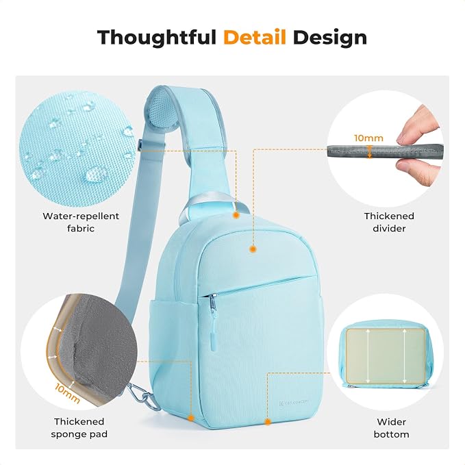 K&F CONCEPT Camera Sling Bag, Compact Crossbody Bag for DSLR Mirrorless | Lightweight Fabric, with Tripod Holder, Quick Access & Custom Dividers, Men & Women, for Sony Canon Nikon, Blue, BS06 - Image 4