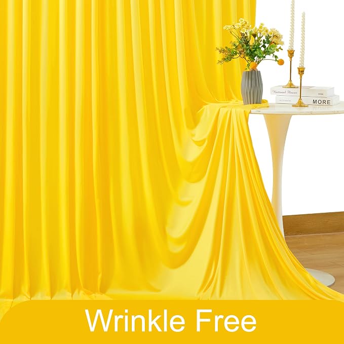 Yellow Backdrop Curtain for Parties Wrinkle Free Lemon Yellow Photo Curtains Backdrop Drapes Fabric Decoration for Birthday Party Wedding Baby Shower 5ft x 8ft,2 Panels - Image 5