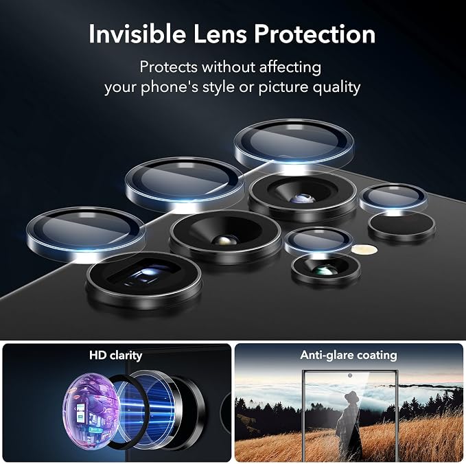 ESR 3+1 Pack for Samsung Galaxy S24 Ultra Screen Protector, Align Frame | Military Grade Shatterproof, 9H Tempered Glass, Full-Coverage Protection, Easy Installation Tool, with Camera Lens Protector - Image 8