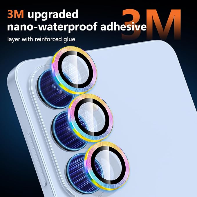 for Samsung Galaxy S26 Camera Lens Protector, Individual Metal Ring Tempered Glass Lens Cover, [Strong Adsorption] Scratch Resistant Ultra-Thin HD Clear Lens Cover, 1 Set-Colorful - Image 3