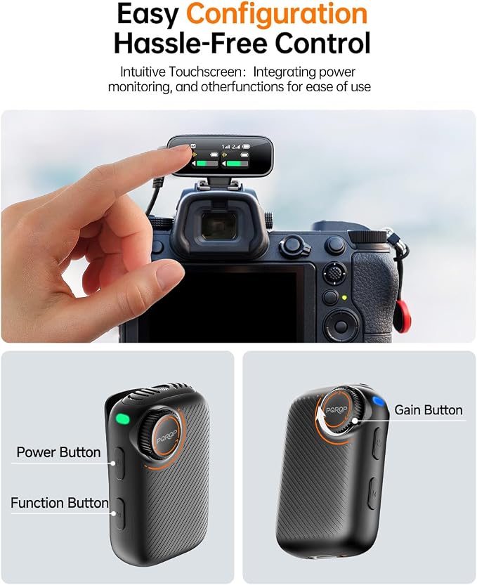 PQRQP S20 Mic (2 TX + 1 RX + Charging Case), Mini Microphone for iPhone/Android/Camera, 48kHz/24-bit High Audio, AI Noise Cancelling, 48h Use, 820ft Range, Wireless Microphones for Vlog, Streaming - Image 2