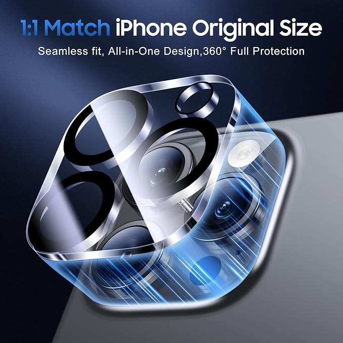 UniqueMe for 3 Pack iPhone 16 Pro/iPhone 16 Pro Max Camera Lens Protector | Drop Protection, Case Friendly, 9H Tempered Glass, Camera Cover Screen, Update New Version - Image 5