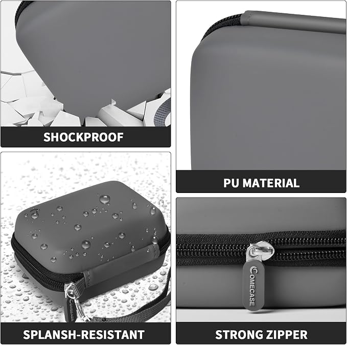 Comecase Hard Case for Kodak PIXPRO FZ45 FZ55 and Compact Digital Camera | for CAMKORY/for Canon PowerShot/for Lecran/ for VAHOIALD, Mesh Pocket Holds Charger and USB Cable for Travel, Dark Grey - Image 4