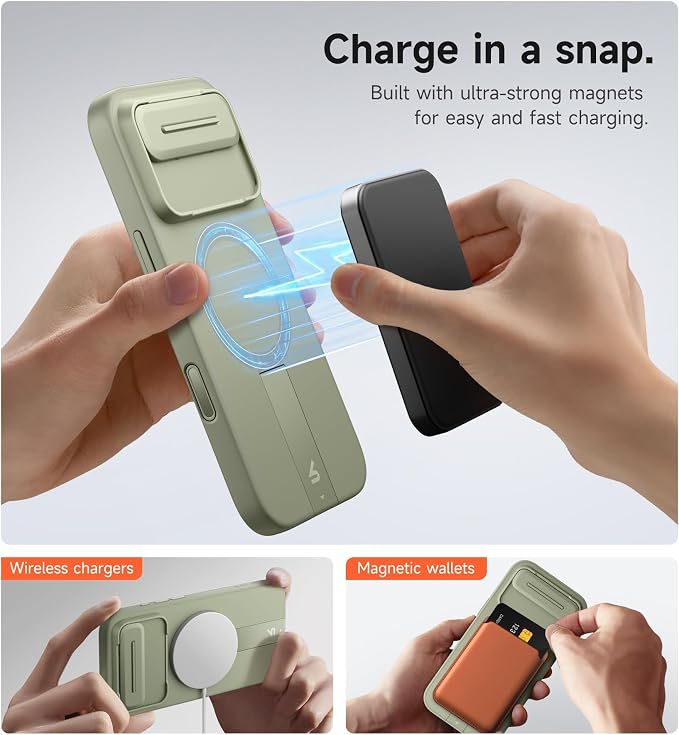 SURITCH for iPhone Air Case with Camera Control Cover, Camera Slide Cover and Adjustable Kickstand, Compatible with MagSafe, Shockproof Bumper Protective Cases for iPhone 17 Air 6.5 Inch, Green - Image 3