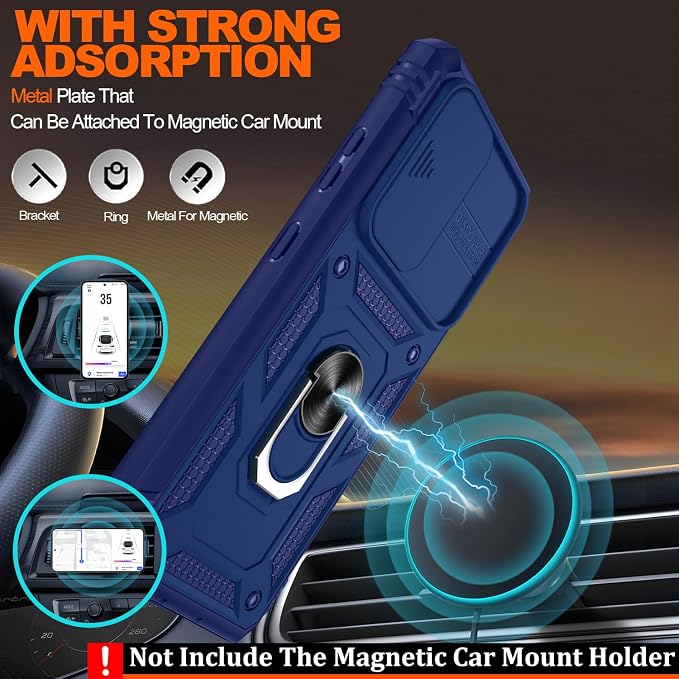 Gritup for Samsung S21 Ultra Case: Galaxy S21 Ultra Case with Screen Protector*2 | Magnetic Stand & Slide Camera Cover | Shock Proof Military-Grade para SamsungS21 Ultra Cover -Blue - Image 6