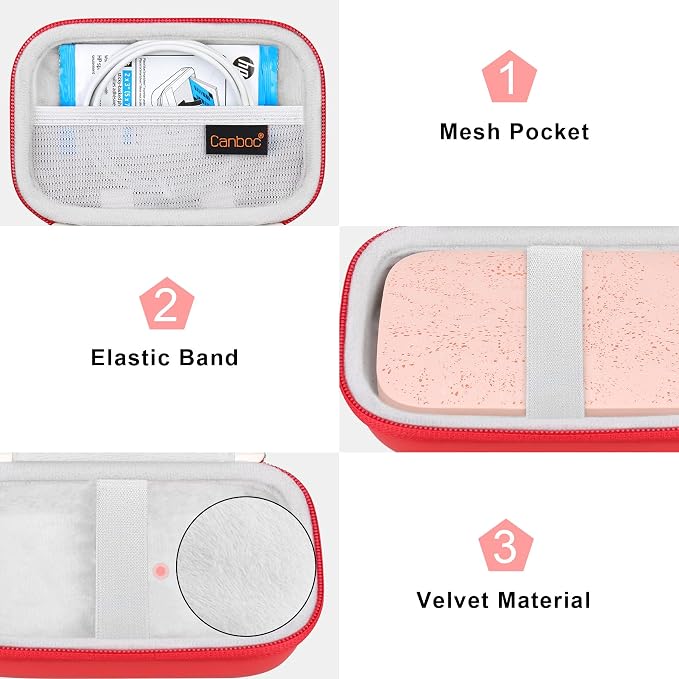 Canboc Carrying Case for HP Sprocket Portable 2x3 Instant Photo Printer | For Kodak Step Wireless Mobile Photo Printer, Mesh Bag fit Photo Paper Cable, Red - Image 5