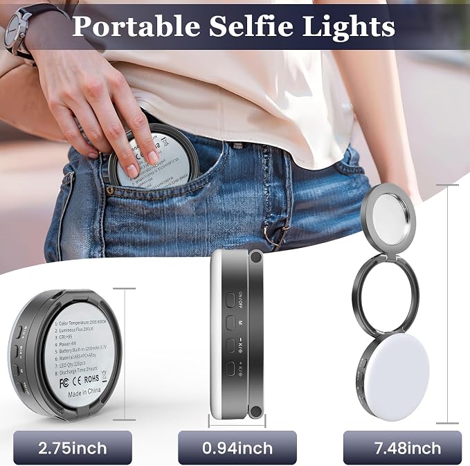 Magnetic Selfie Light, Metal-Shell Ring Light, | Rechargeable ,Portable Phone Light for Phone & iPhone,LED Fill Light for Photography,Video,Makeup,TikTok,Vlog - Image 8