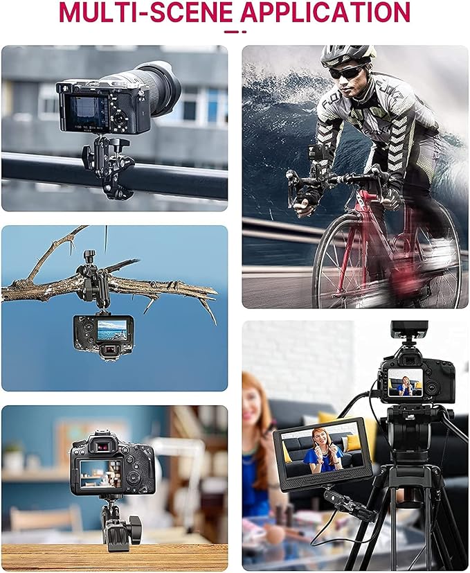ULANZI Super Clamp Camera Clamp Mount Monitor 360° Ballhead MagicArm Double | Ball Head Adapter with 1/4"-20 & 3/8"-16 Thread ST-07 Phone Tripod Mount - Image 6