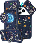 Buleens for iPhone 17 Pro Case 6.3 Inch - with Ring Stand & Camera Cover Aesthetic Cute Designed for Women Girls Girly Cartoon Astronaut Teens Phone Case for iPhone 17 Pro Compatible with Magsafe by Buleens