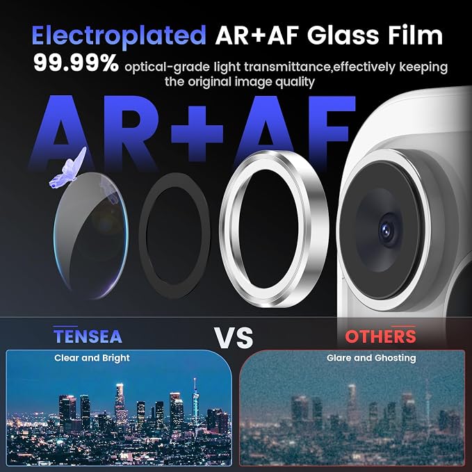 Tensea Camera Lens Protector for iPhone 16 Pro Max/16 Pro/15 Pro Max/15 Pro | Metal Aluminum Alloy Tempered Glass Cover Camera Screen Protector Accessories, Case Friendly - Image 3