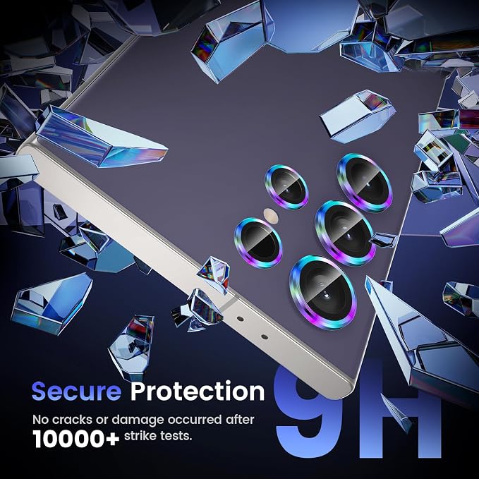 Tensea Compatible with Samsung Galaxy S24 Ultra Camera Lens Protector | 9H Tempered Glass Camera Cover Screen Protector Metal Individual Ring [Installation Tray][Case Friendly] - Image 4
