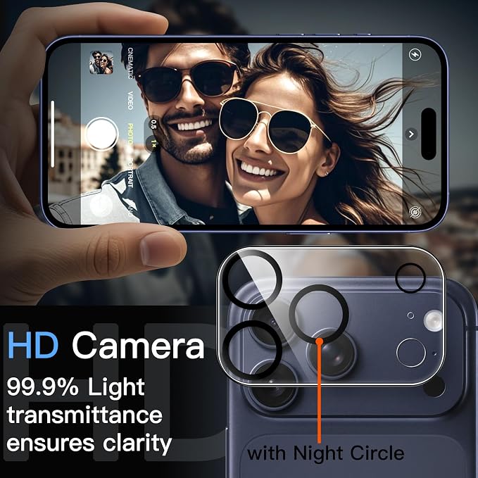 JETech Camera Lens Protector for iPhone 17 Pro Max, Clear, 3-Pack | 9H Tempered Glass, HD Clear, Anti-Scratch Protection, Night Shot Compatible, Case-Friendly - Image 6