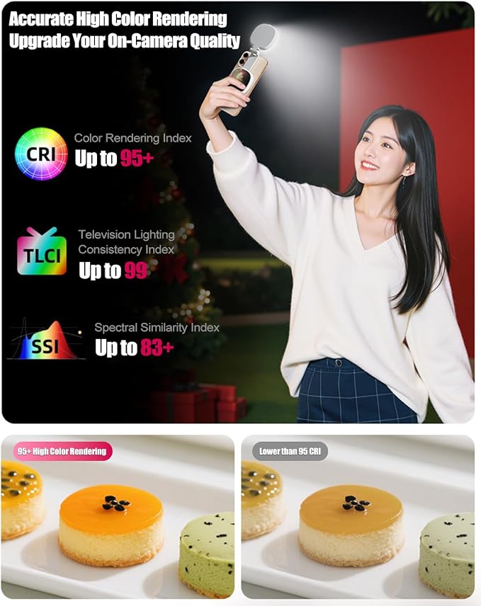 Magnetic Selfie Light, Foldable LED Ring Fill Light with Mirror, White | Rechargeable Portable Phone Lamp Compatible with iPhone & Android for Selfies, Vlog, Makeup & Photography Accessories - Image 6