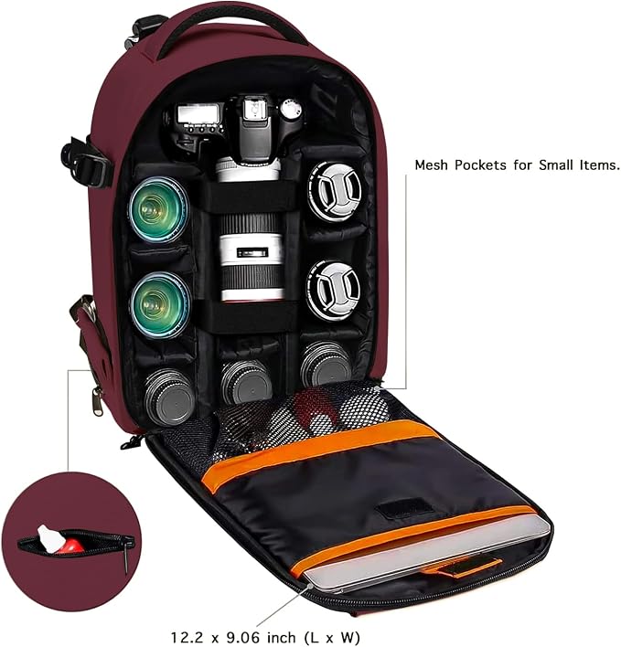 MOSISO Camera Backpack,Photography Backpack Padded Camera Bag, Wine Red | DSLR/SLR/Mirrorless Shockproof Camera Bag with Customized Modular Inserts&Tripod Holder Compatible with Canon,Nikon,Sony - Image 2