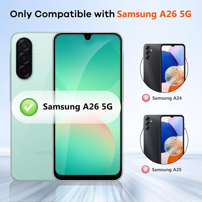 3+3 for Samsung Galaxy A26 5G Privacy Screen Protector Camera Protector | 9H Tempered Glass Cell Phone Protector Camera Lens Protector - Image 2