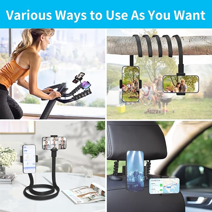 Mic Stand Phone Holder for Microphone Stand Fits Most 3.5" - 7.5" Smartphones - Flexible Dual Cell Phone Holder for Mic Stand Mount, Drum Stand, Music Stand Phone Holders for Any Poles - Image 7