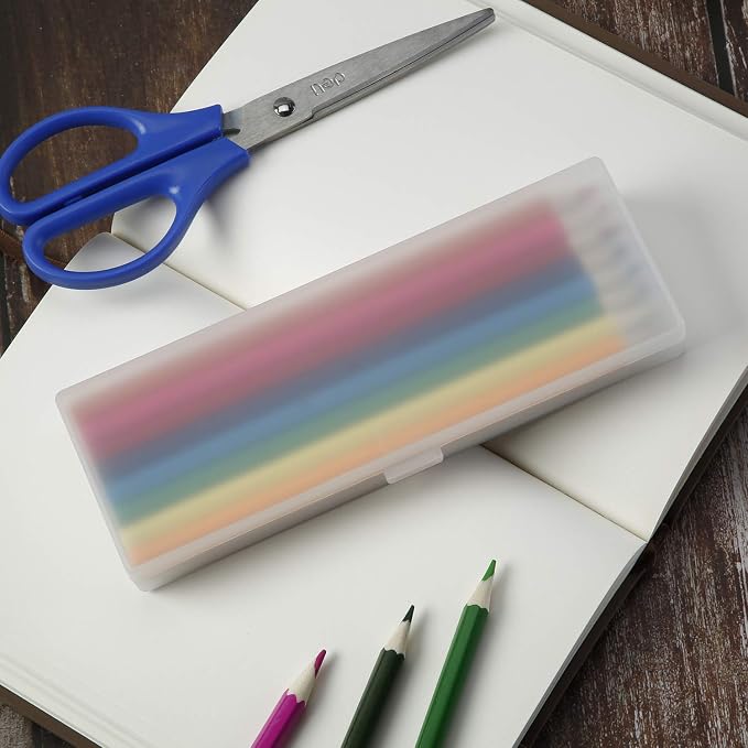 Chinco 4 Pieces Plastic Pencil Case Plastic Stationery Case with Hinged Lid and Snap Closure for Pencils, Pens, Drill Bits, Office Supplies (White) - Image 5