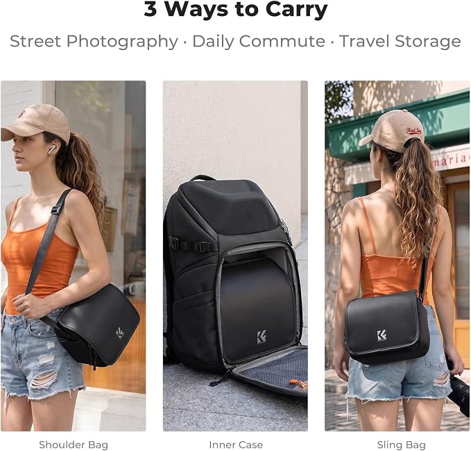 K&F CONCEPT Camera Bag, Small Camera Sling Bag | Lightweight, Water-Resistant, 2in1 Everyday Bag,Compatible with Sony /Canon/Nikon/Fujifilm, BS20 - Image 7