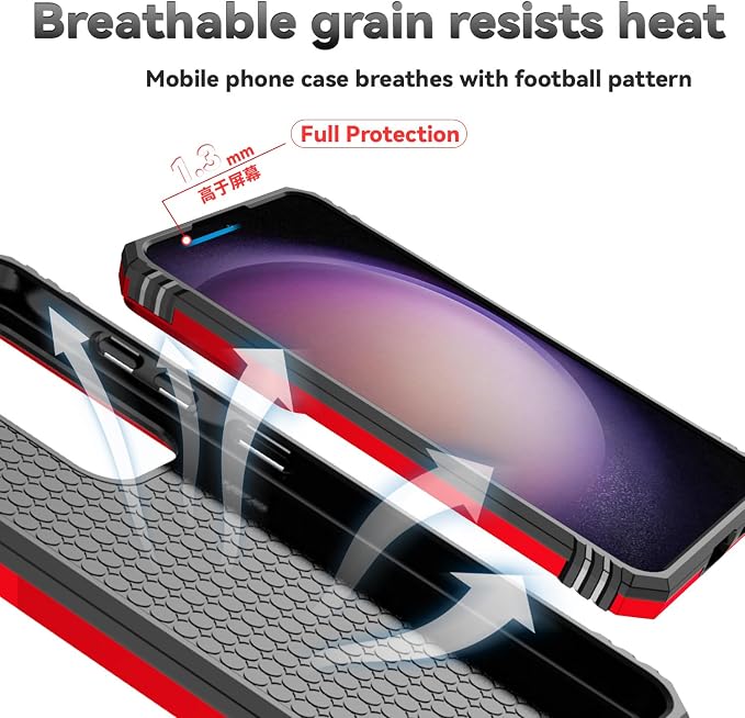 for Samsung Galaxy S24 Plus Case with Camera Lens Cover HD Screen Protector, Military-Grade Drop Tested Magnetic Ring Holder Kickstand Protective Phone Case for Samsung Galaxy S24 Plus (Red) - Image 9