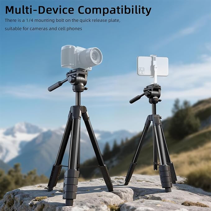 Travel Camera Tripod, Lightweight Stand for Canon, Spotting Scopes | Portable Phone Stand with Wireless Remote and Carry Bag, Max Load 11lb, Compatible with Canon EOS Rebel, DSLR, iPhone, Nikon - Image 2