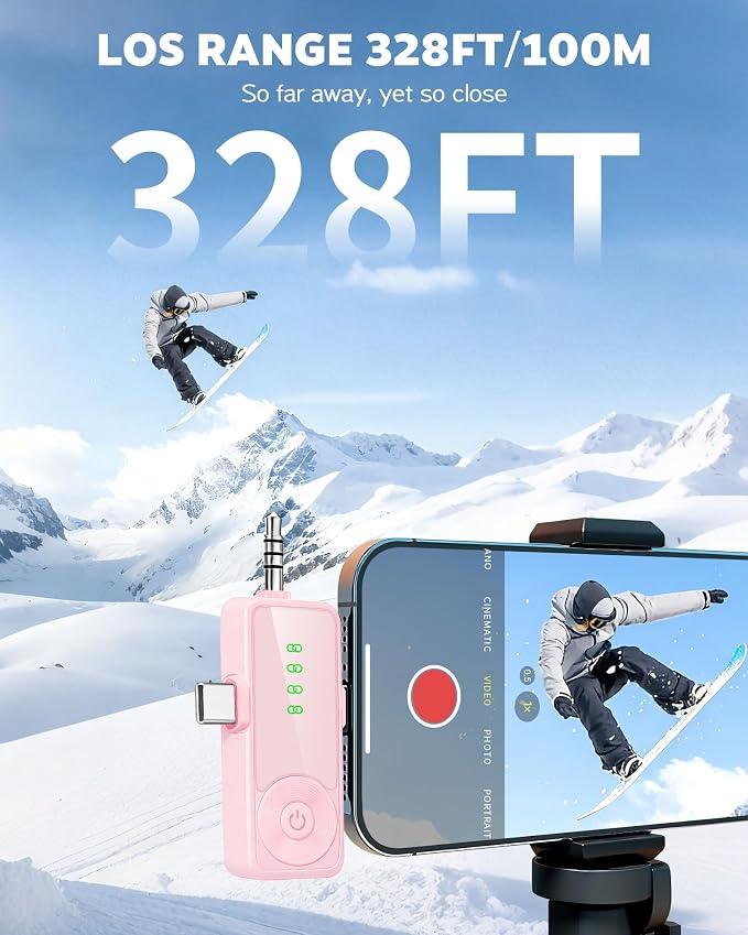Wireless Lavalier Microphone for iPhone, Android, Cameras 4 Packs | Mini Microphone with Noise Reduction, 40H Battery Life, 4 Mic for Video Recording, Podcasts, Vlog, TikTok and YouTube (Pink) - Image 6