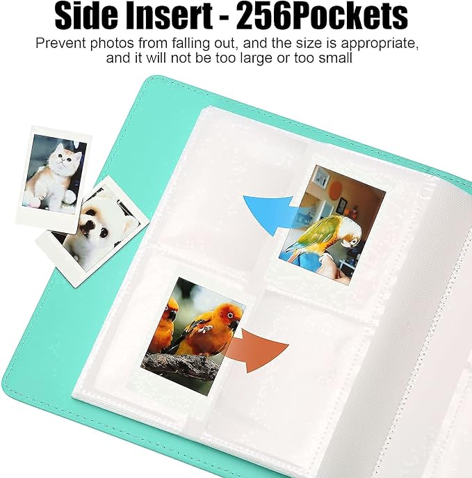 Veicevol 256-Pocket 2x3 Photo Album for Instax Mini and Polaroid, Green | PU Leather Cover Keeps, Fits Instax Mini and Polaroid 2x3 Photos, Protects Travel, Wedding and Family Memories - Image 9