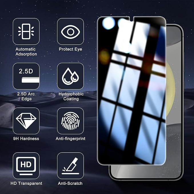 2+2 Pack for S24 Privacy Screen Protector | Ultrasonic Fingerprint Unlocking, Easy installation, Anti Spy, 9H Hardness Glass, Camera Lens Protector - Image 9