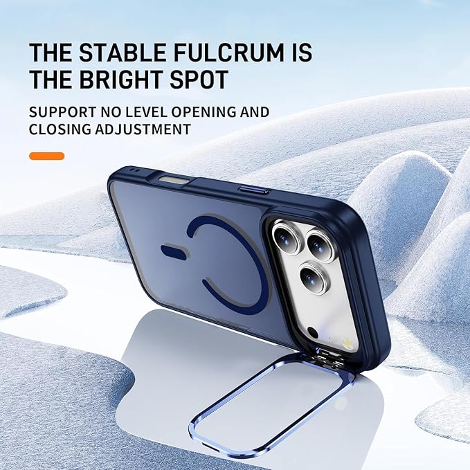 for iPhone 17 Pro Case,Magnetic iPhone 17Pro Phone Case with Screen Protector [Compatible with MagSafe] Built-in Stash Stand,Translucent Matte Shockproof Cover-Deep Blue - Image 4