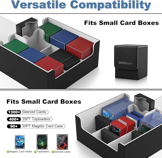 Mlikero Card Deck Case, Trading Card Storage Box for Magnetic Cards Holder and Hard Plastic Cards Protectors, Leather Magnetic Closure Deck Box Fit for MTG, TCG - Image 2