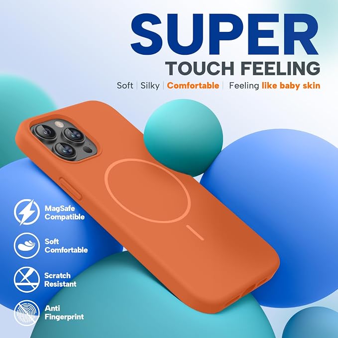 Miracase Silicone & Magnetic for iPhone 12 Pro Max Case, Orange | Compatible with MagSafe, Soft Microfiber Lining, Premium Silicone Case Shockproof Drop Protection Phone Case for 12 Pro Max - Image 4