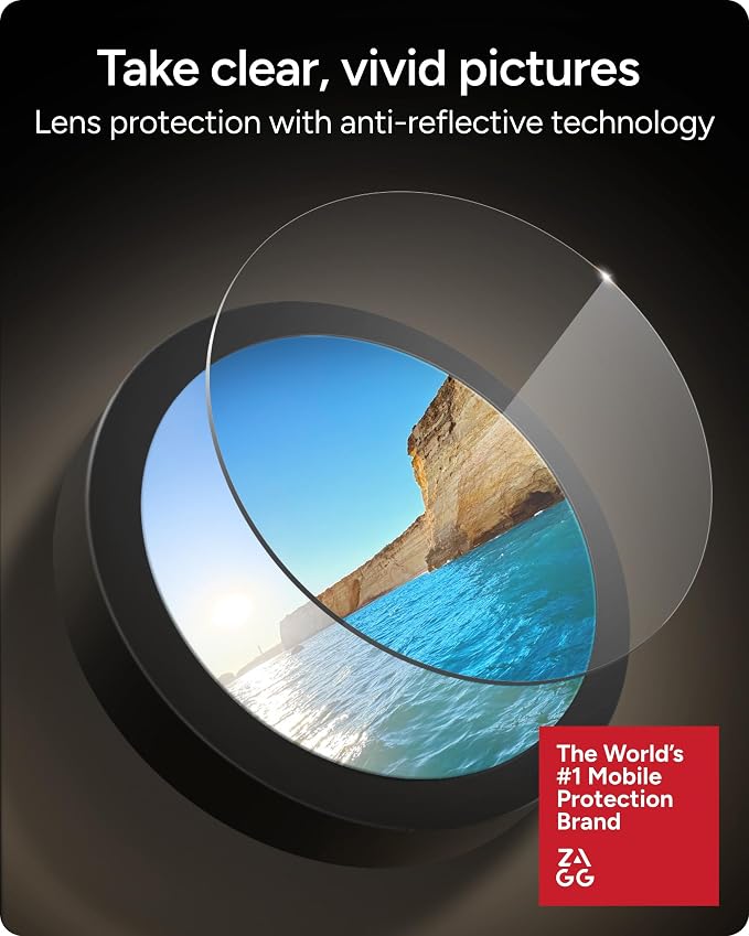 ZAGG Glass Elite Samsung Galaxy S26 Ultra Camera Lens Protector - Anti-Reflective, 5X Stronger Impact & Scratch Resistant Aluminosilicate Glass - Easy Installation, Smudge-Free Surface - Image 5