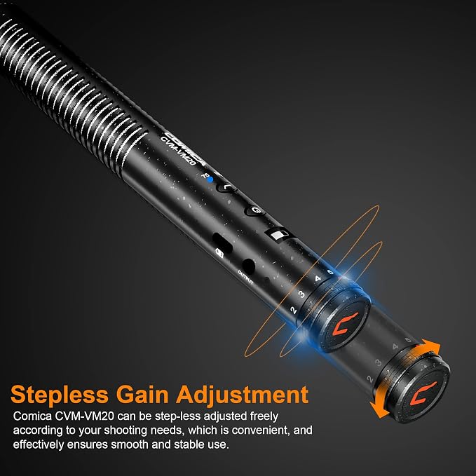 COMICA VM20 Professional Shotgun Microphone for iPhones, Androids, Cameras | Super Cardioid, 60H Working Time, OLED Display, 75/150HZ Low Cut Filters, Video Mic for Vlogging Film Interview Video Record - Image 3