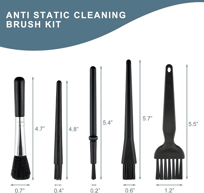 5 PCS Mini Keyboard Brushes, Anti-Static Brush for Small Spaces | 5 Different Types of Cleaning Brushes, Portable Nylon Bristle Brush, for Cleaning Small Crevices and Crannies - Image 2