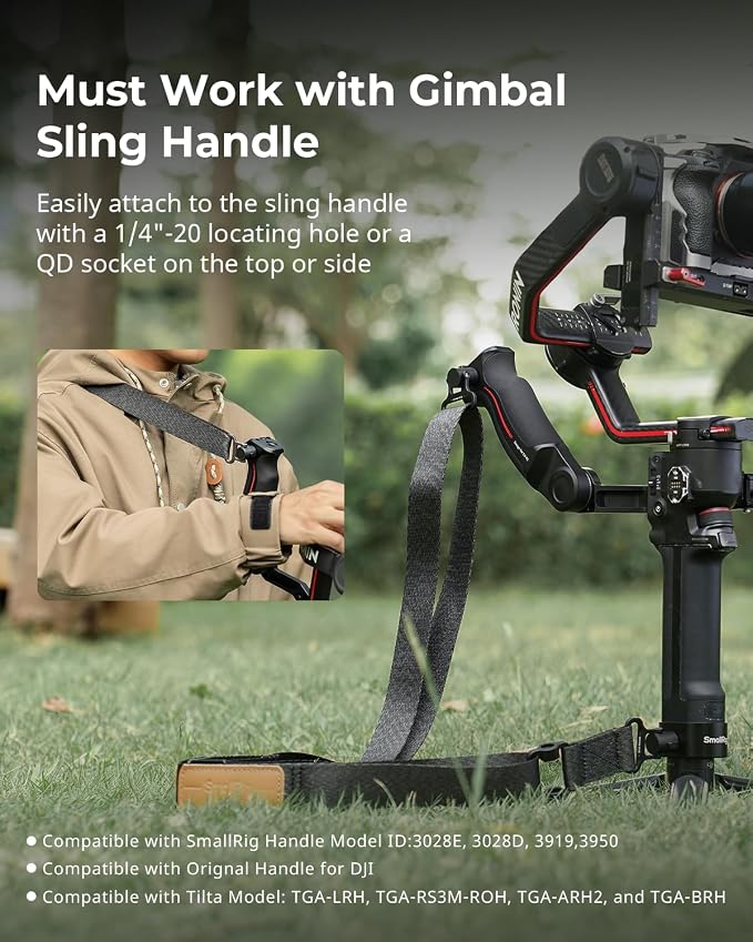 SmallRig Weight-Reducing Shoulder Strap Compatible with Sling Handle for DJI, Gimbal Belt with Upgraded QD Buckles for RS 4 / RS 4 Pro/RS 4 Mini/RS 3 / RS 3 Pro/RS 3 Mini/RS 2 - Black - Image 2